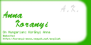 anna koranyi business card